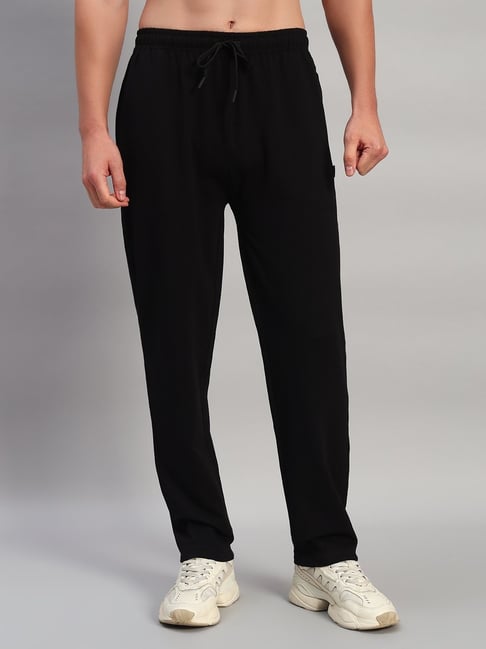 Cantabil Black Regular Fit Solid Trackpants