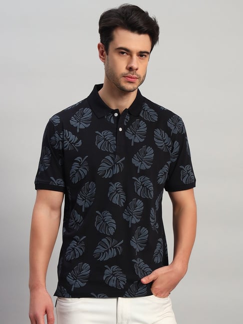 Cantabil Blue Regular Fit Printed Polo T-Shirt-picture-34