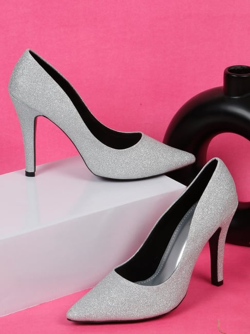 Flat N Heels Women's Silver Pump Shoes