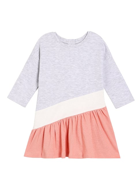 Miniklub Girls Multicolor Knit Color Block Regular Fit Dress