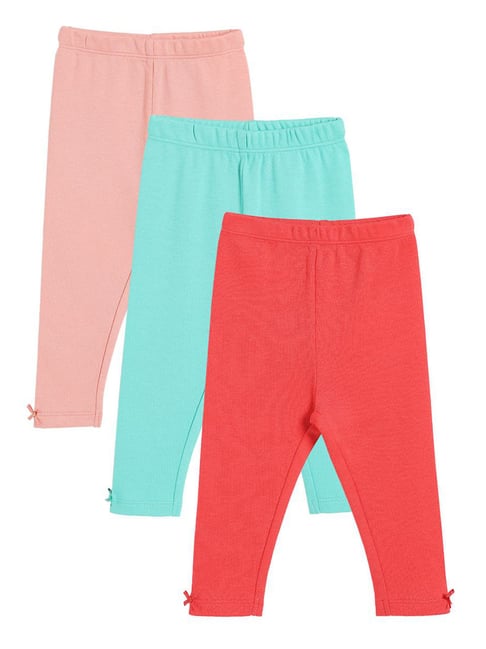 Miniklub Girls Multicolor Knit Regular Fit Leggings - Pack of 3