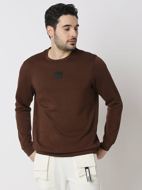 Spykar Brown Slim Fit Sweatshirt