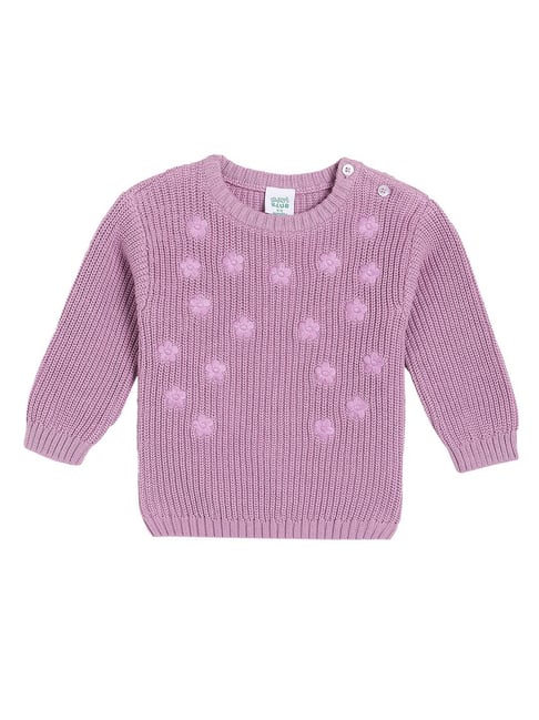 Miniklub Girls Lavender Knit Embroidered Regular Fit Sweater-picture-15