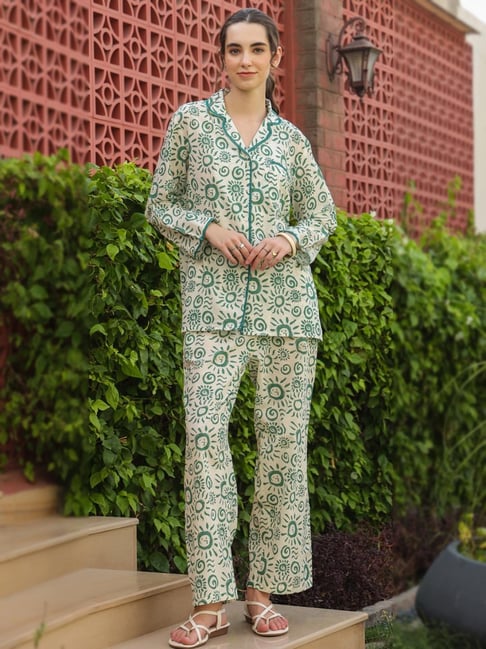 SAY White Printed Night Suit-picture-26