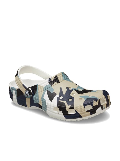 Crocs Men's Geo Camo Multicolored Back Strap Clogs