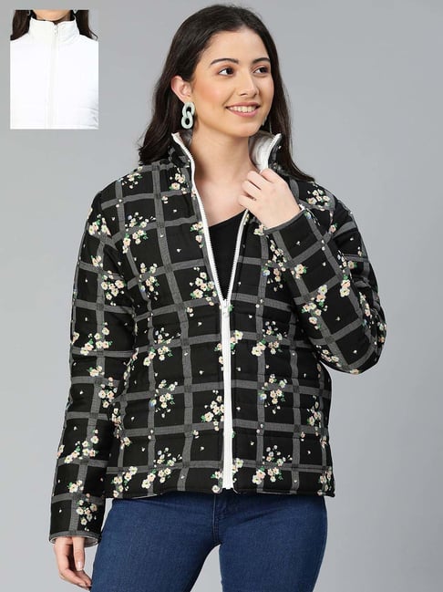 Oxolloxo Black Regular Fit Printed Reversible Jacket-picture-43