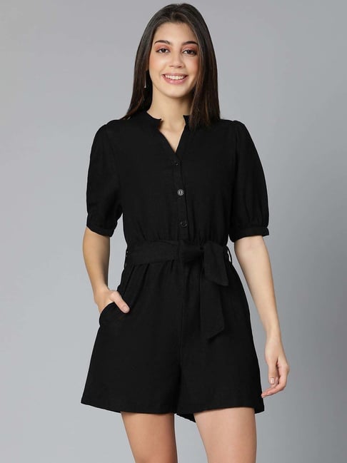 Oxolloxo Black Cotton Regular Fit Jumpsuit-picture-35
