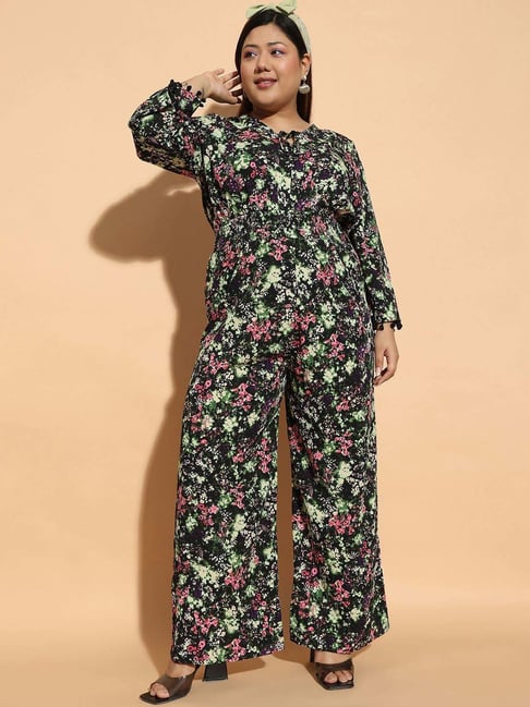 Oxolloxo Multicolour Regular Fit Floral Print Plus Size Jumpsuit