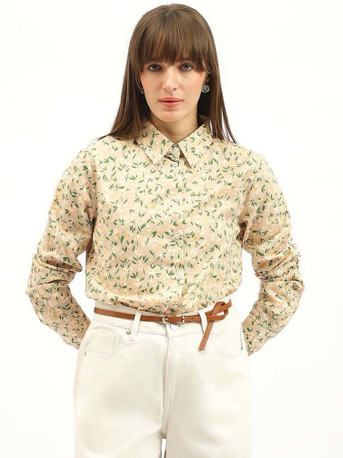 United Colors Of Benetton Beige Pure Cotton Regular Fit Floral Print Shirt-picture-16