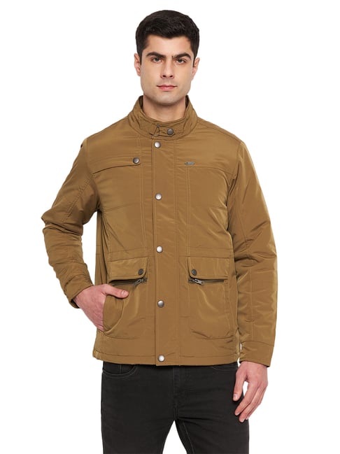 Duke Khaki Blended Regular Fit Solid Jacket-image-4