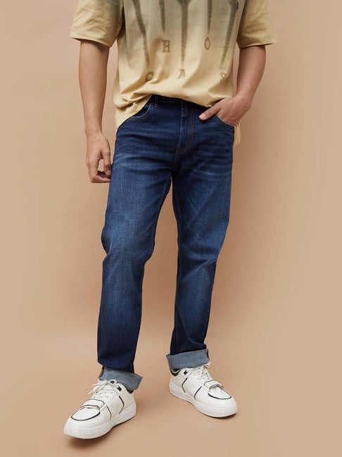 Forca By Lifestyle Blue Cotton Slim Fit Jeans-picture-38