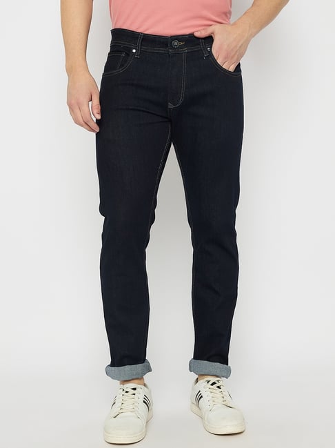 Duke Navy Blended Smart Fit Solid Jeans-picture-11