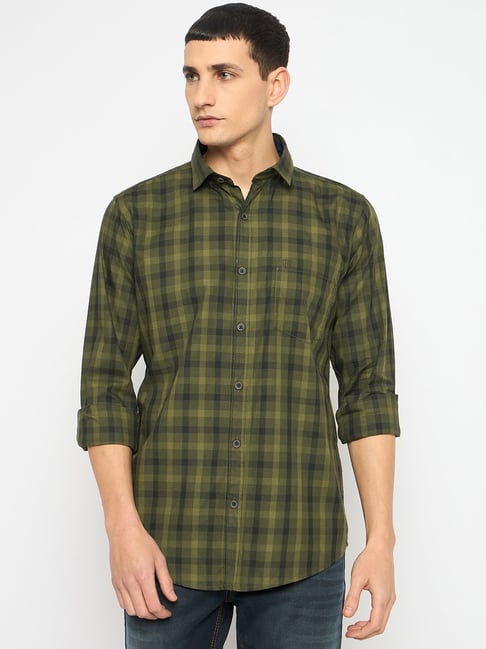 Duke Green Blended Slim Fit Checkered Shirt-picture-16