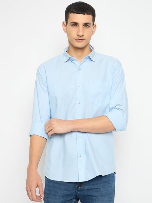 Duke Blue Blended Slim Fit Solid Shirt-picture-28