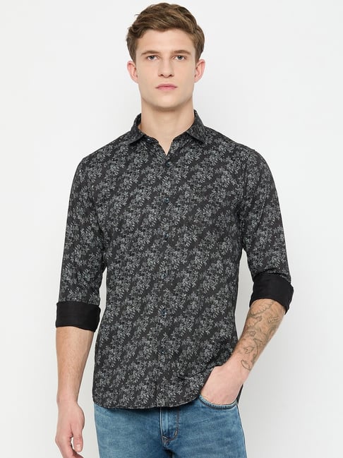 Duke Black Blended Slim Fit Printed Shirt-image-32