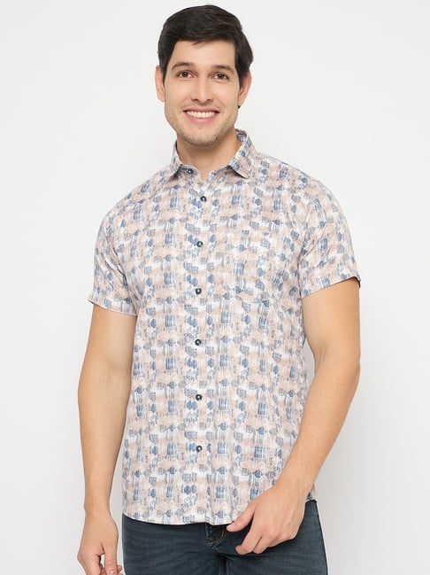 Duke Peach Blended Slim Fit Printed Shirt-picture-18