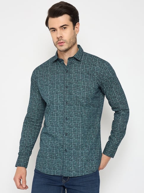 Duke Blue Blended Slim Fit Printed Shirt-picture-26