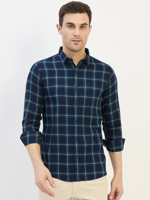 Duke Green Blended Slim Fit Checkered Shirt-picture-19