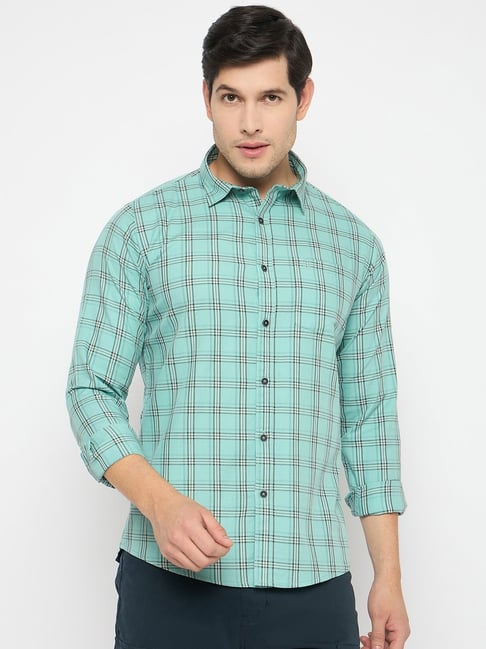 Duke Green Blended Slim Fit Checkered Shirt-picture-17