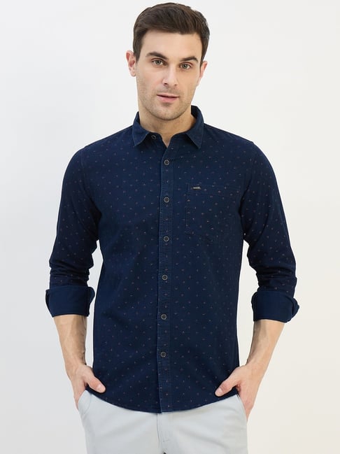 Duke Blue Blended Slim Fit Printed Shirt-picture-16
