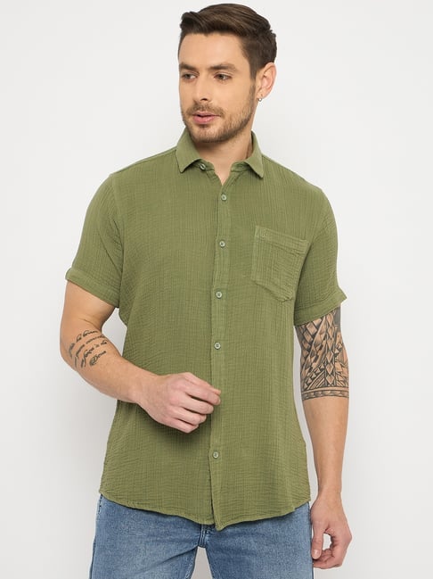Duke Green Blended Slim Fit Solid Shirt-picture-10
