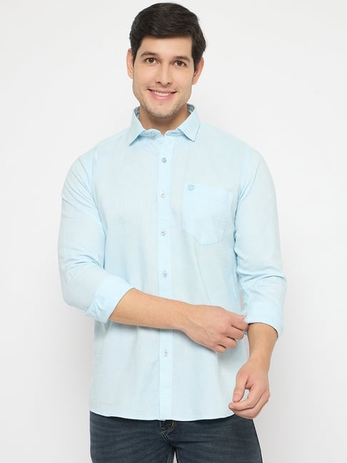 Duke Blue Blended Slim Fit Solid Shirt-picture-11