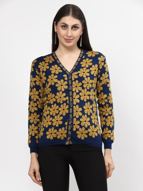 Kalt Blue Floral Long Sleeves Cardigan-picture-20