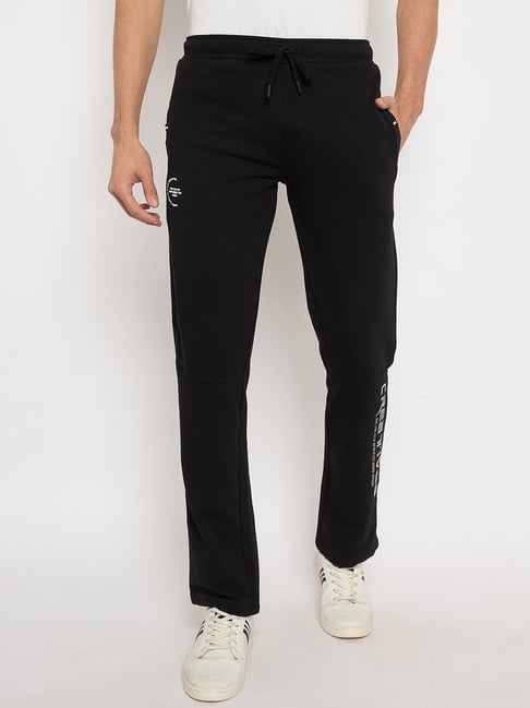 Duke Black Blended Regular Fit Solid Trackpants