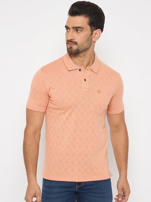 Duke Pink Blended Regular Fit Self Designed Polo T-Shirt-picture-33
