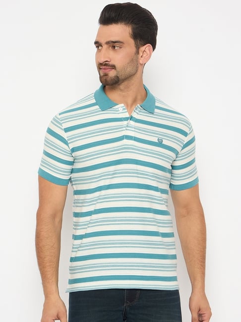 Duke Blue Blended Slim Fit Striped Polo T-Shirt-picture-33