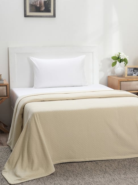 Maspar Beige Cotton 200 TC Single Bed Cover