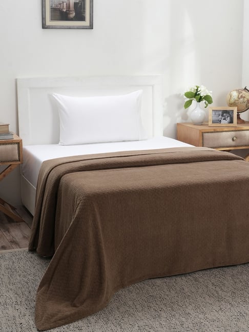 Maspar Brown Cotton 200 TC Single Bed Cover