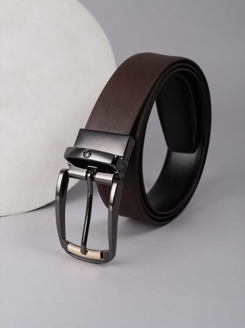 Louis Philippe Brown & Black Leather Reversible Formal Belt