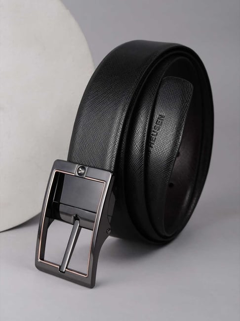 Van Heusen Black & Brown Textured Leather Reversible Formal Belt