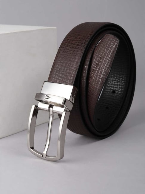 Van Heusen Brown & Black Textured Leather Reversible Formal Belt-picture-33
