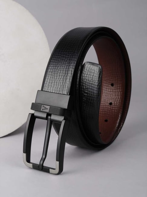 Van Heusen Black & Brown Textured Leather Reversible Formal Belt-picture-32