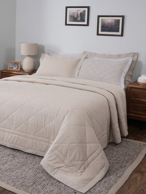 Maspar Beige Cotton Single Quilt