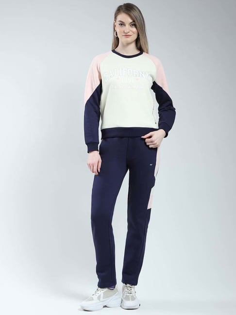 Monte Carlo Blue & Beige Regular Fit Printed Tracksuits