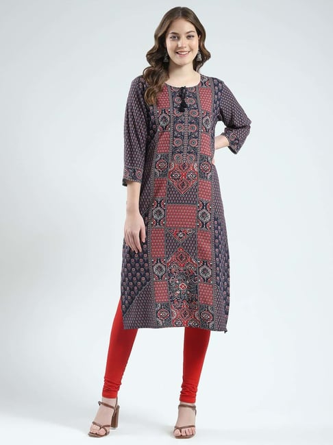 Monte Carlo Navy Regular Fit Printed Kurta-picture-18