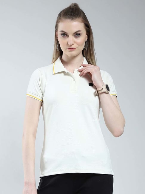 Off White Regular Fit Sports Polo T-Shirt