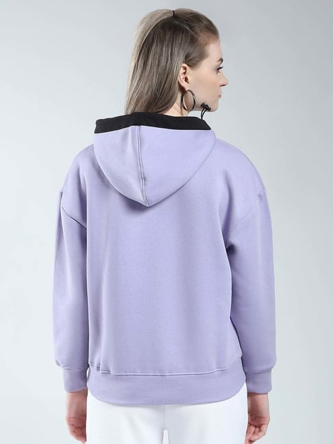 Purple Regular Fit Color-Block Sweatshirt