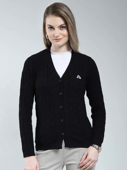 Monte Carlo Black Regular Fit Self Pattern Cardigan-picture-25