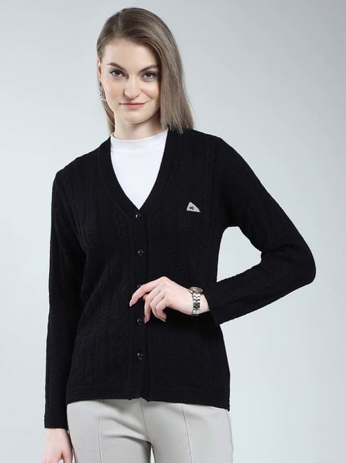 Monte Carlo Black Regular Fit Self Pattern Cardigan-picture-18