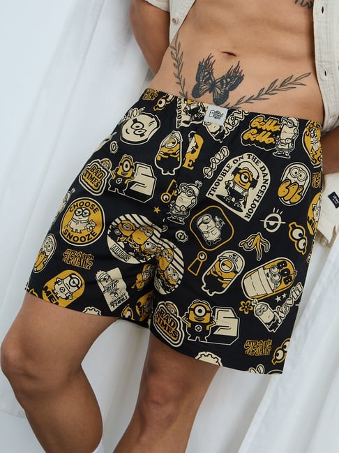 The Souled Store Black Cotton Regular Fit Printed Shorts-picture-29