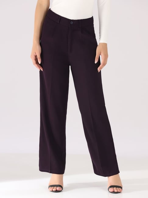 TAHVO Wine Solid Viscose Rayon Trousers-picture-23