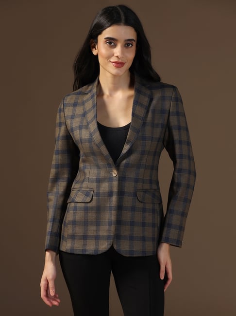 TAHVO Brown Checks Tweed Blazer-picture-25