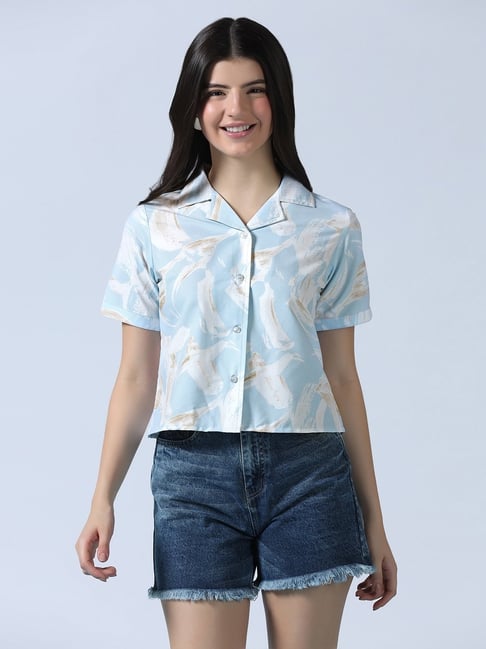 TAHVO Blue Abstract Cotton Shirt-picture-26