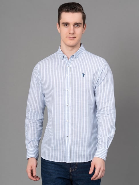 Red Tape Blue Regular Fit Stripes Shirt-picture-38