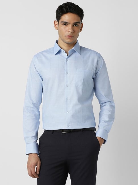 Van Heusen Blue Slim Fit Checks Formal Shirt-picture-19