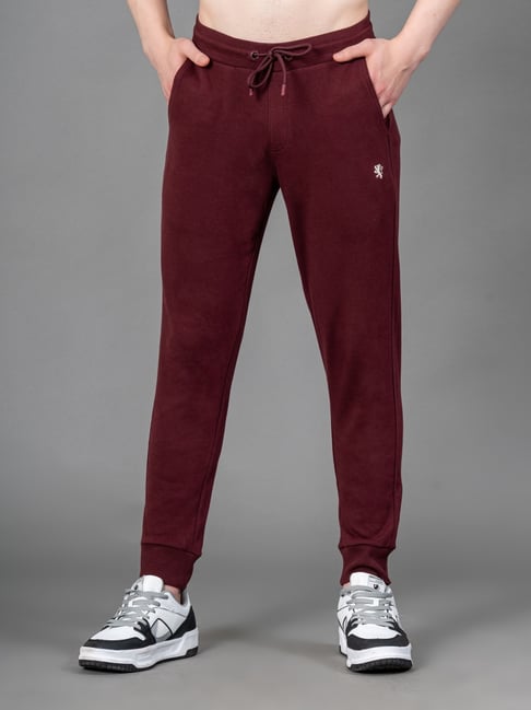Red Tape Maroon Regular Fit Solid Joggers Track Pants